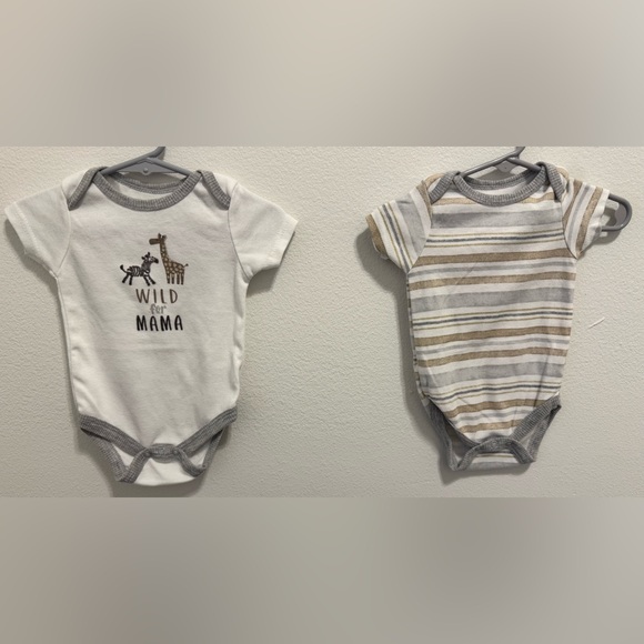 Chick Pea Kids Bodysuit Set - Gray and White - Picture 1 of 3